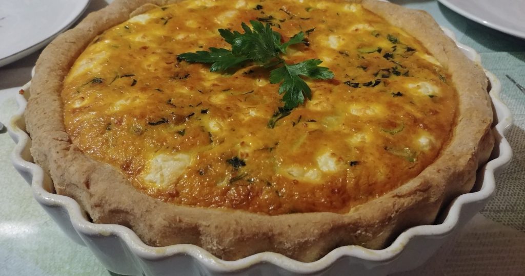 Cooking Cheese and Spinach Quiche with Fresh Farm Ingredients.