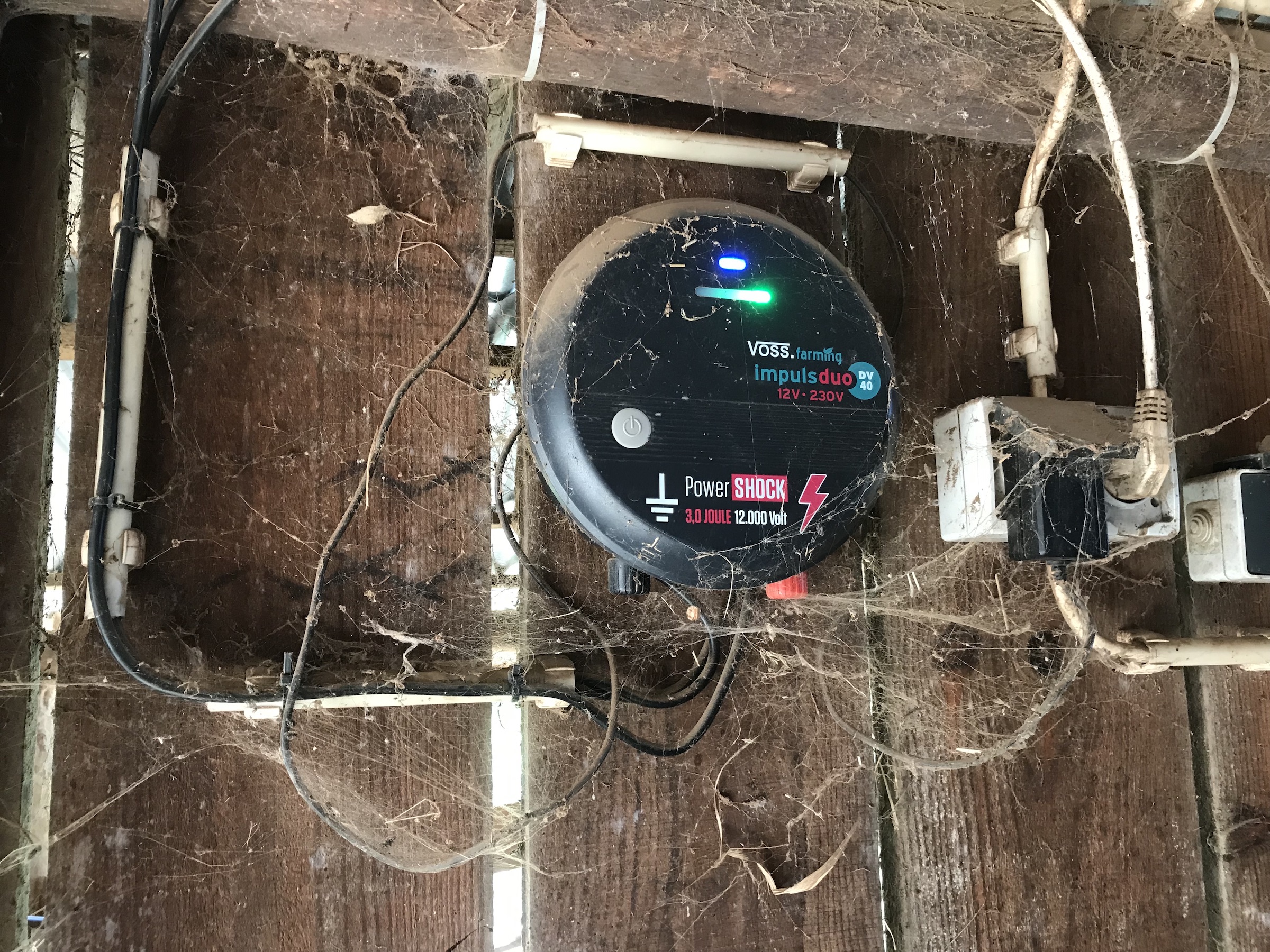 Electric fence machine in the goat place